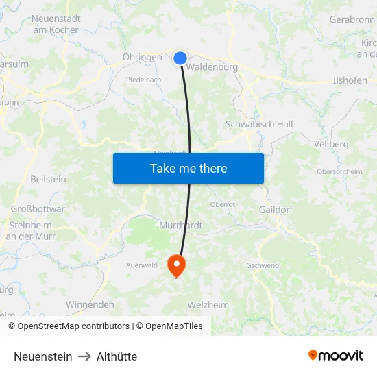 Neuenstein to Althütte map