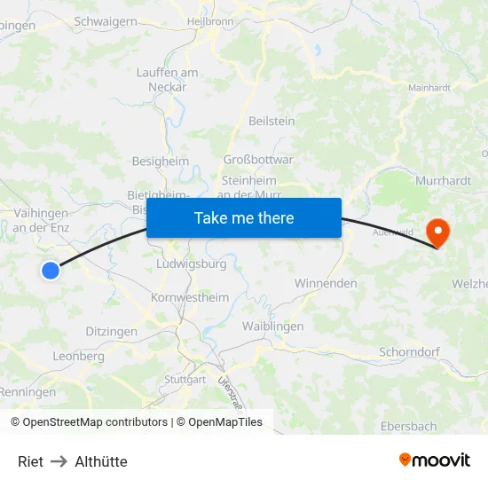 Riet to Althütte map