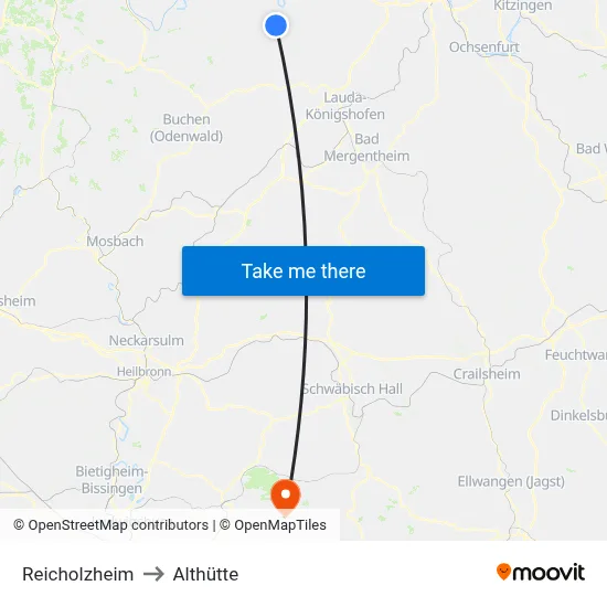Reicholzheim to Althütte map