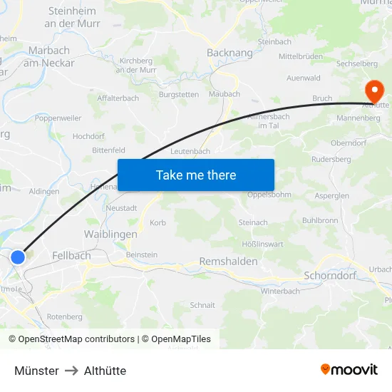 Münster to Althütte map