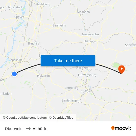 Oberweier to Althütte map