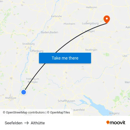 Seefelden to Althütte map