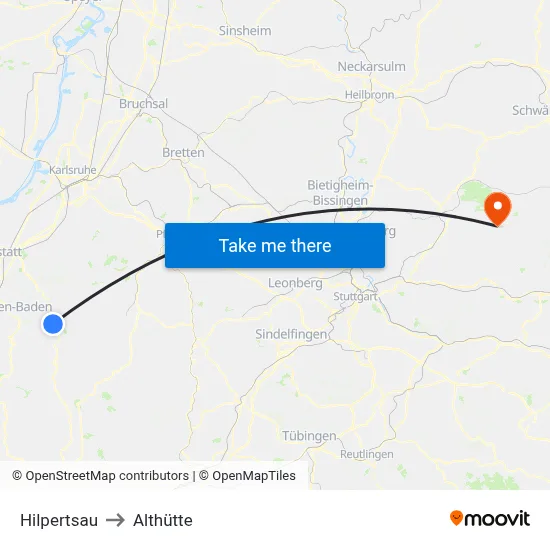 Hilpertsau to Althütte map