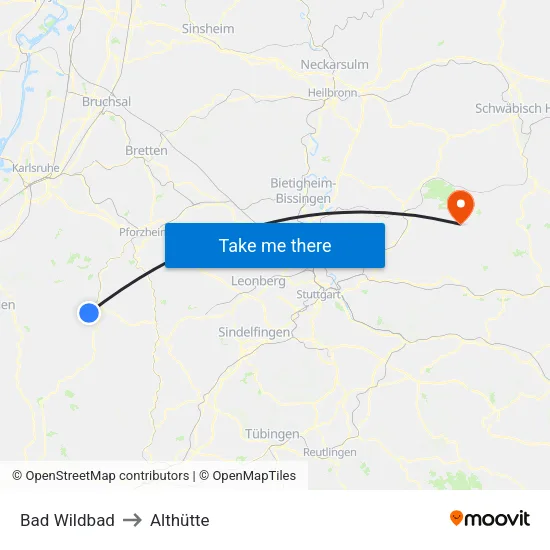 Bad Wildbad to Althütte map