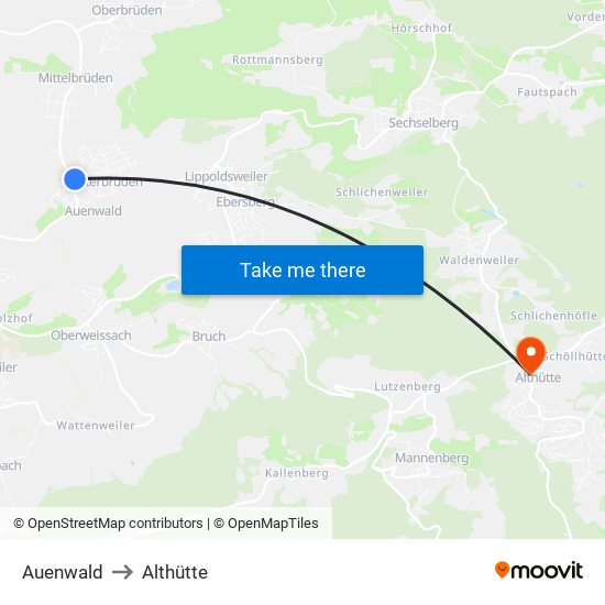 Auenwald to Althütte map