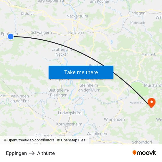 Eppingen to Althütte map