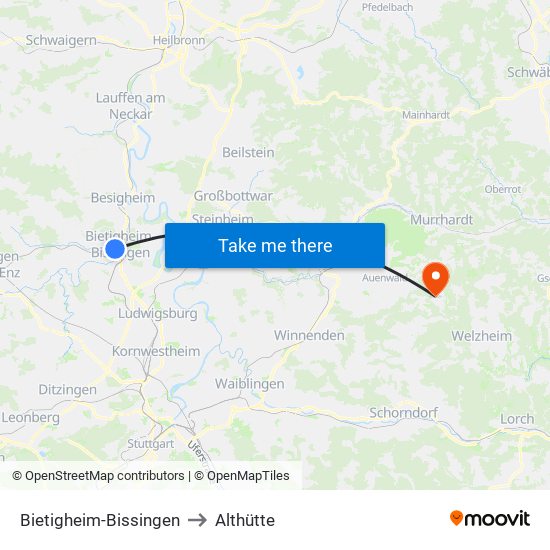 Bietigheim-Bissingen to Althütte map
