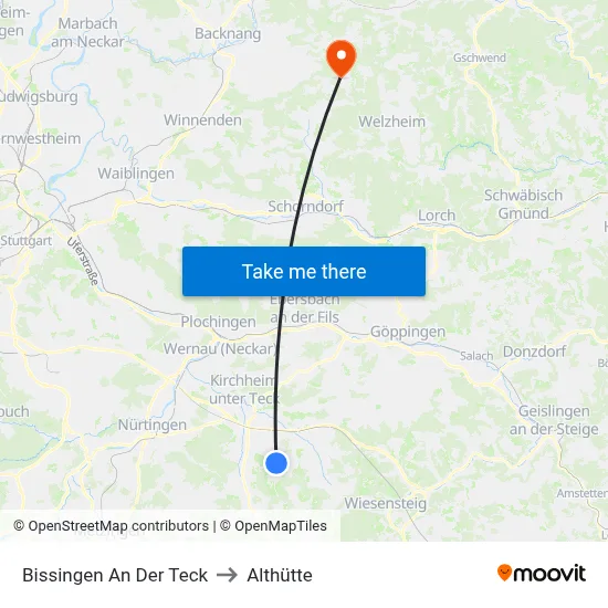 Bissingen An Der Teck to Althütte map