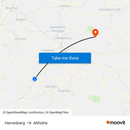 Herrenberg to Althütte map