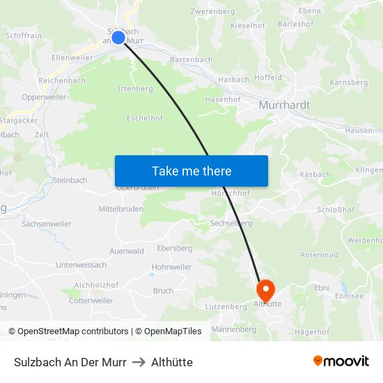 Sulzbach An Der Murr to Althütte map