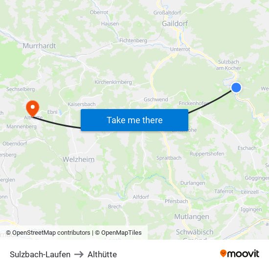 Sulzbach-Laufen to Althütte map