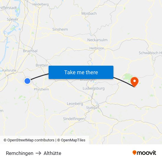 Remchingen to Althütte map