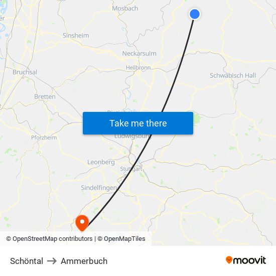 Schöntal to Ammerbuch map