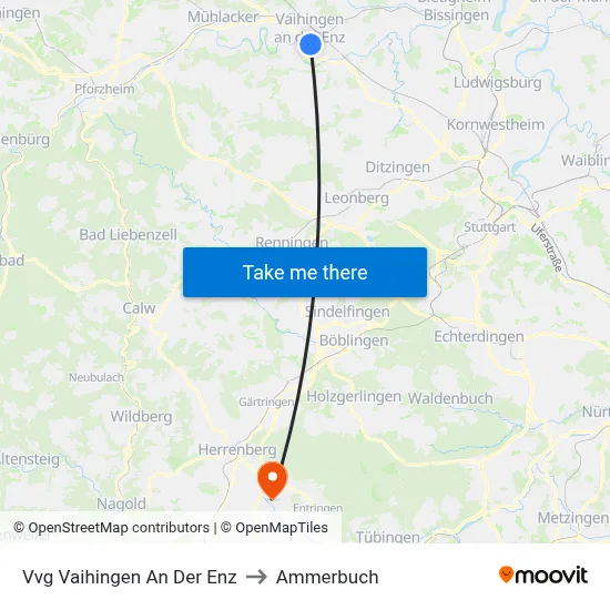 Vvg Vaihingen An Der Enz to Ammerbuch map