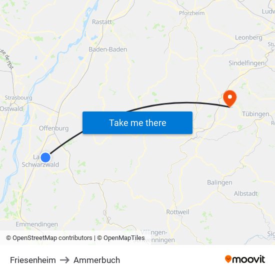 Friesenheim to Ammerbuch map