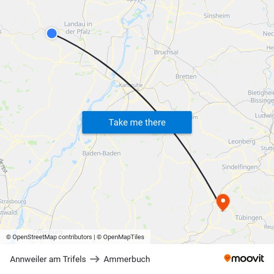 Annweiler am Trifels to Ammerbuch map