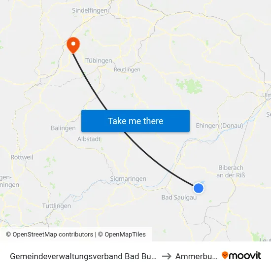 Gemeindeverwaltungsverband Bad Buchau to Ammerbuch map