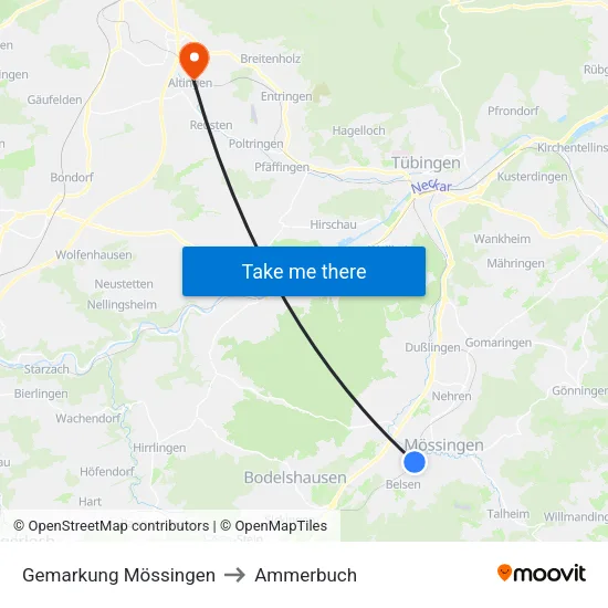 Gemarkung Mössingen to Ammerbuch map