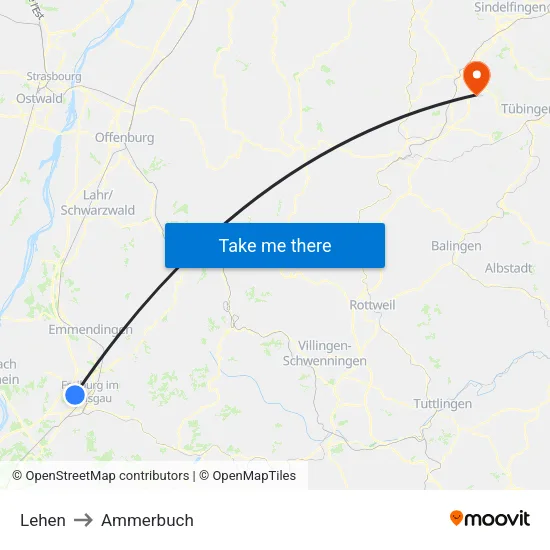 Lehen to Ammerbuch map