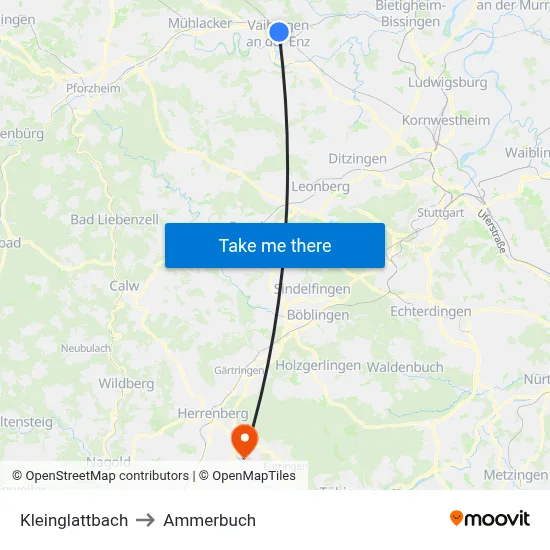 Kleinglattbach to Ammerbuch map