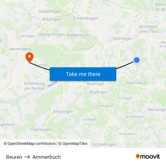 Beuren to Ammerbuch map