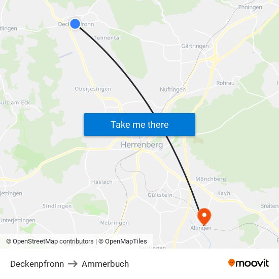 Deckenpfronn to Ammerbuch map