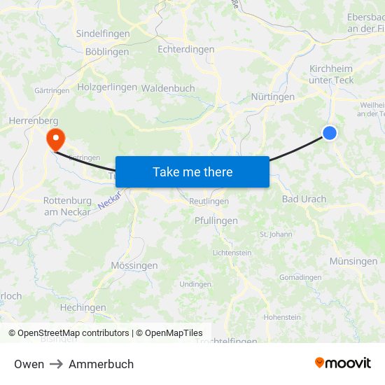 Owen to Ammerbuch map