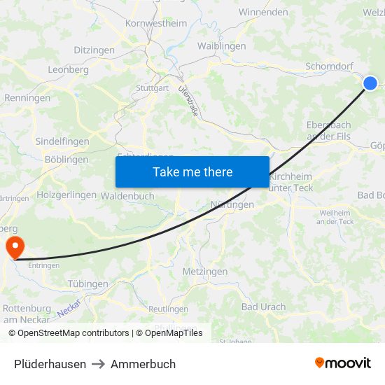 Plüderhausen to Ammerbuch map