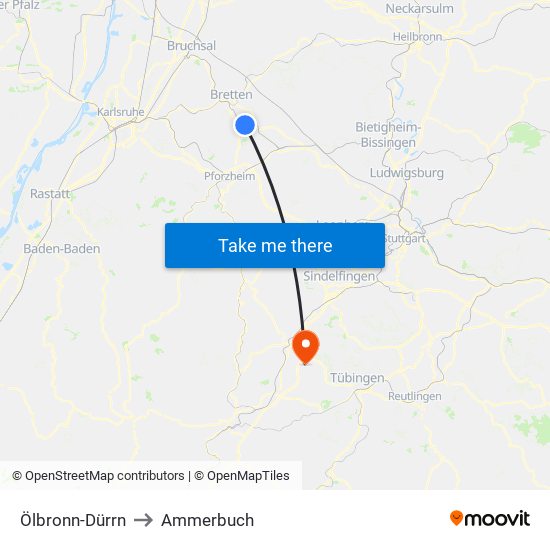 Ölbronn-Dürrn to Ammerbuch map