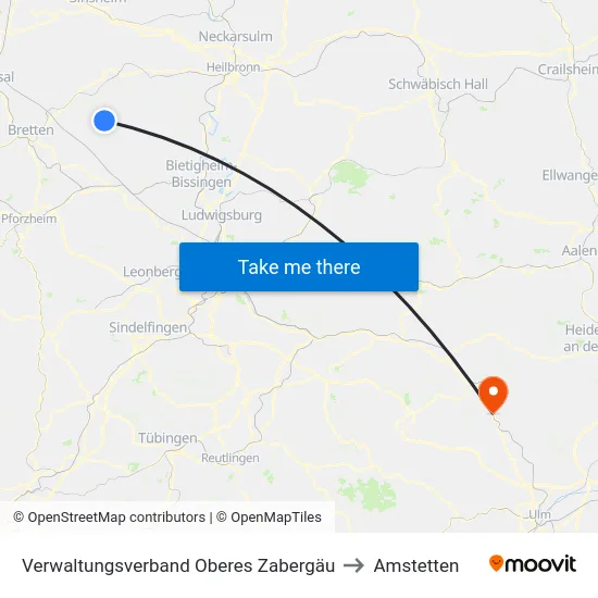 Verwaltungsverband Oberes Zabergäu to Amstetten map