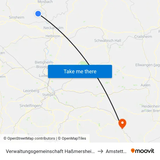 Verwaltungsgemeinschaft Haßmersheim to Amstetten map