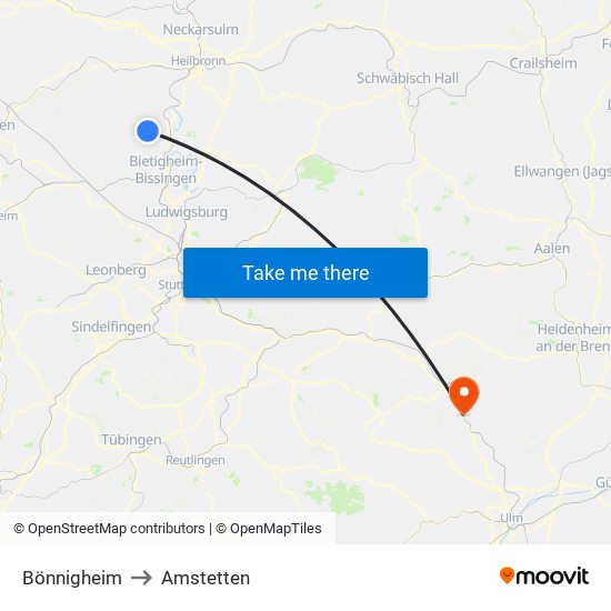 Bönnigheim to Amstetten map