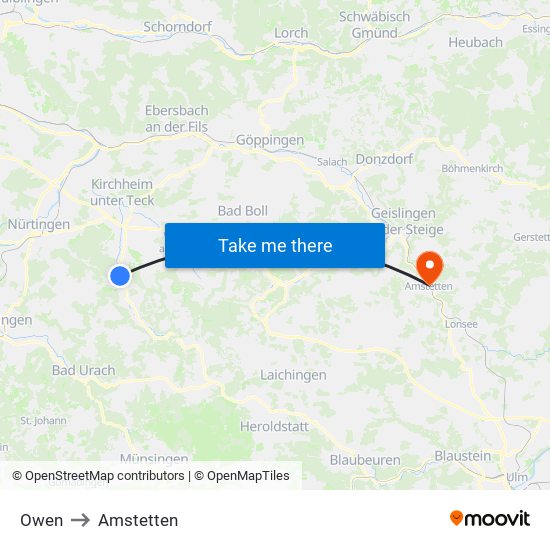 Owen to Amstetten map
