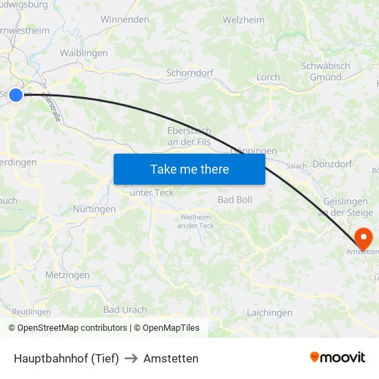 Hauptbahnhof (Tief) to Amstetten map