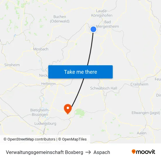 Verwaltungsgemeinschaft Boxberg to Aspach map