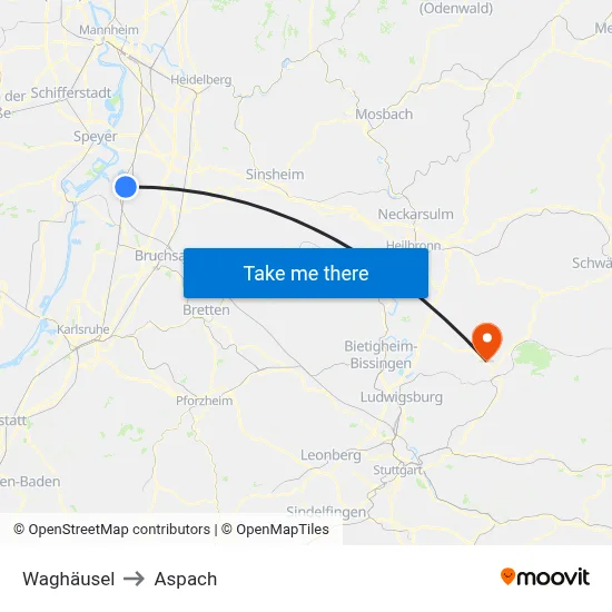 Waghäusel to Aspach map