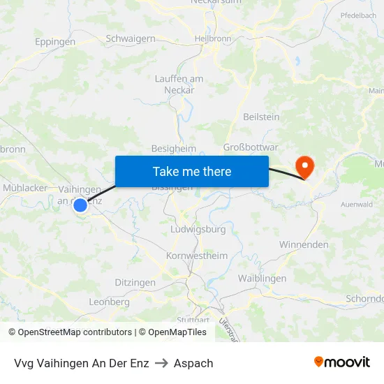 Vvg Vaihingen An Der Enz to Aspach map