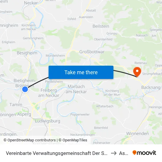 Vereinbarte Verwaltungsgemeinschaft Der Stadt Bietigheim-Bissingen to Aspach map