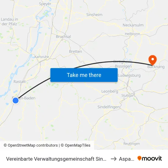 Vereinbarte Verwaltungsgemeinschaft Sinzheim to Aspach map