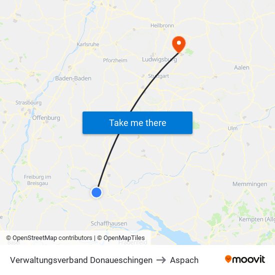 Verwaltungsverband Donaueschingen to Aspach map