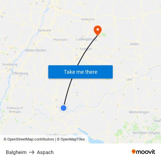 Balgheim to Aspach map