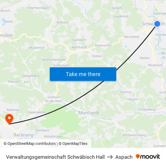 Verwaltungsgemeinschaft Schwäbisch Hall to Aspach map