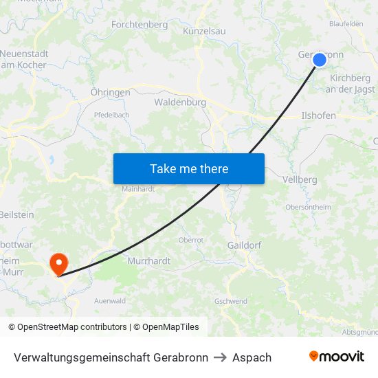 Verwaltungsgemeinschaft Gerabronn to Aspach map