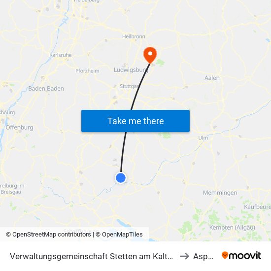 Verwaltungsgemeinschaft Stetten am Kalten Markt to Aspach map