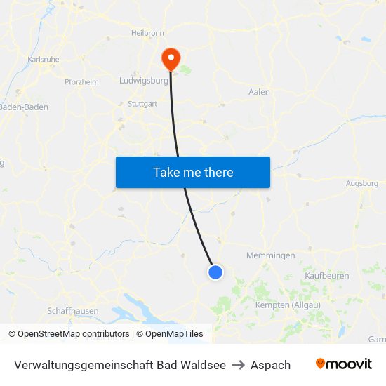 Verwaltungsgemeinschaft Bad Waldsee to Aspach map