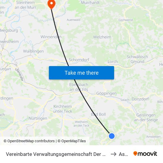 Vereinbarte Verwaltungsgemeinschaft Der Gemeinde Deggingen to Aspach map