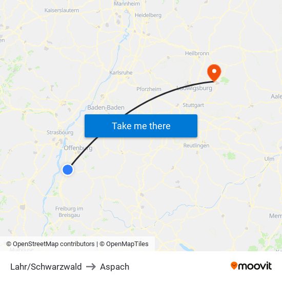 Lahr/Schwarzwald to Aspach map