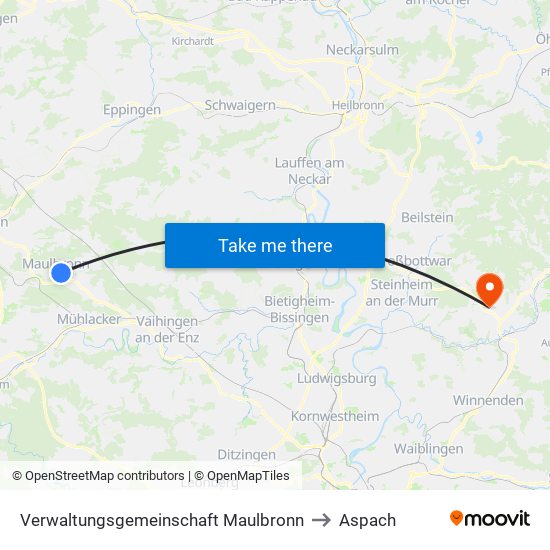 Verwaltungsgemeinschaft Maulbronn to Aspach map