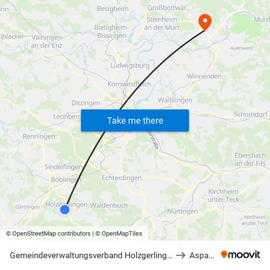 Gemeindeverwaltungsverband Holzgerlingen to Aspach map