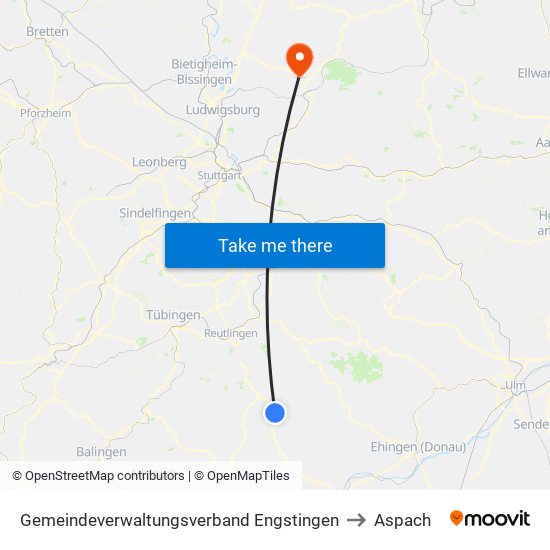 Gemeindeverwaltungsverband Engstingen to Aspach map